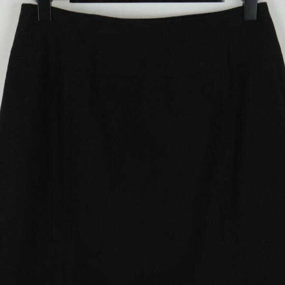 Banana Republic Women's Size 0 Black Wool Blend Pleated Knee Length A-Line Skirt - Picture 4 of 7